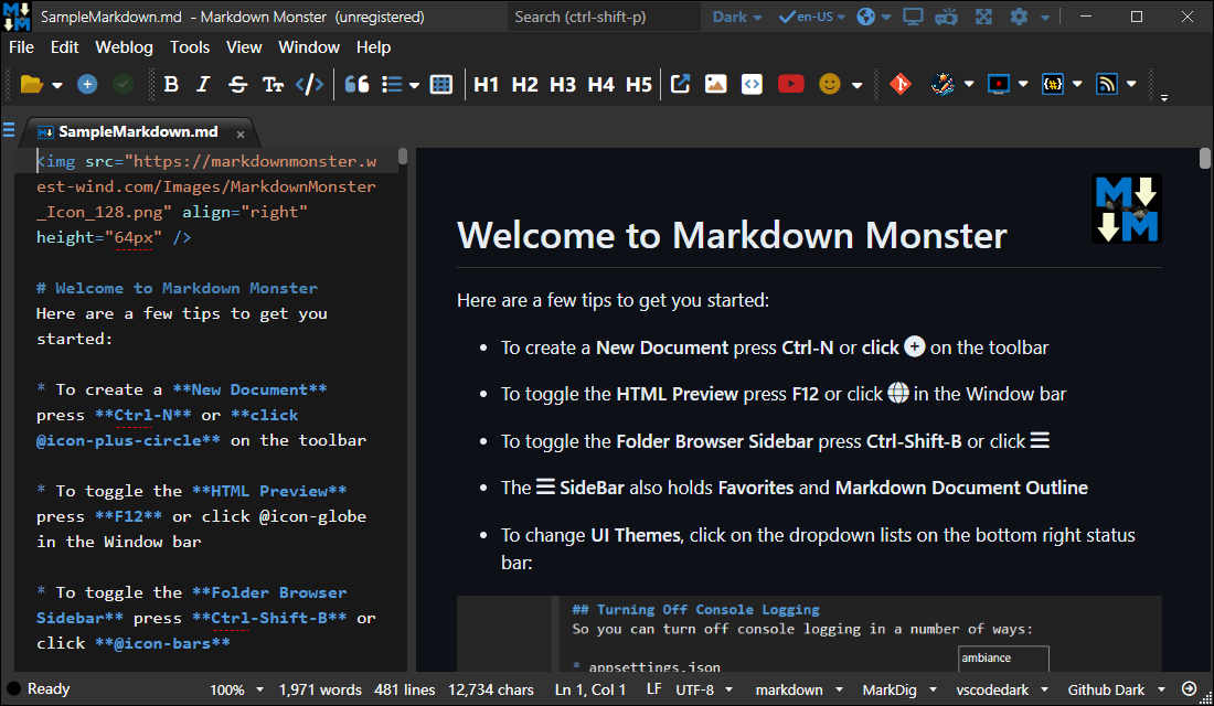 Markdown Monster༭ v3.3.19԰